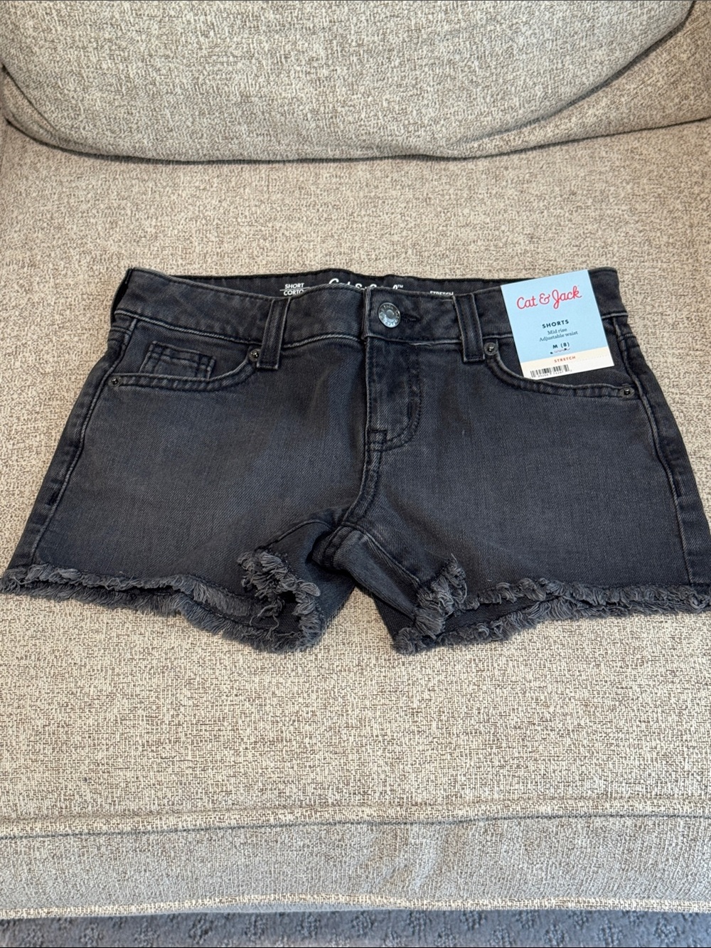 Cat & Jack Black Distressed Frayed Hem Denim Shorts